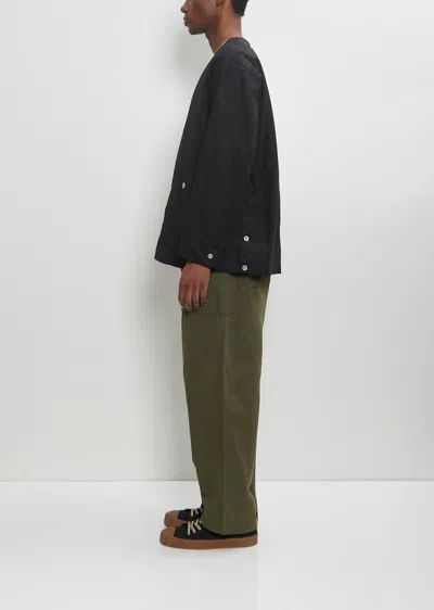 Comme Des Garçons Homme Deux Cotton Linen Collarless Jacket In Black