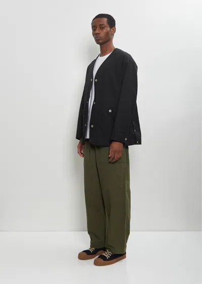 Comme Des Garçons Homme Deux Cotton Linen Collarless Jacket In Black