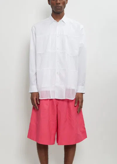 Comme Des Garçons Homme Deux Cotton Shirt W/ Mesh Inserts In White