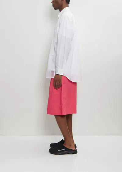 Comme Des Garçons Homme Deux Cotton Shirt W/ Mesh Inserts In White