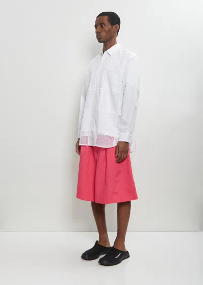 Comme Des Garçons Homme Deux Cotton Shirt W/ Mesh Inserts In White