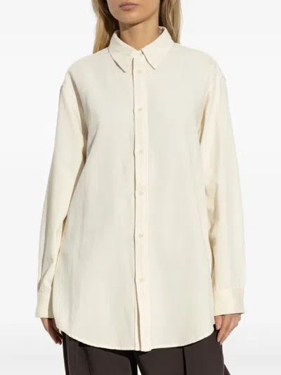 Lemaire Long-sleeve Cotton Shirt In Neutrals