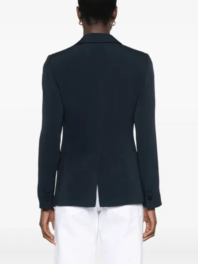 Emporio Armani Tailored Blazer With Buttoned Cuffs And Vents In Blue