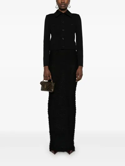 Saint Laurent Buttoned Jacket In Black