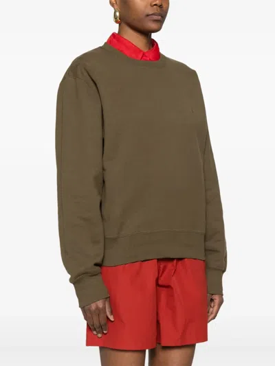 Saint Laurent Sweater In Cashmere And Silk Jersey In Green