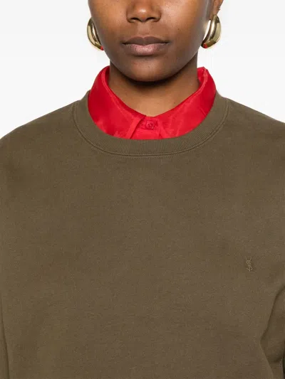 Saint Laurent Sweater In Cashmere And Silk Jersey In Green