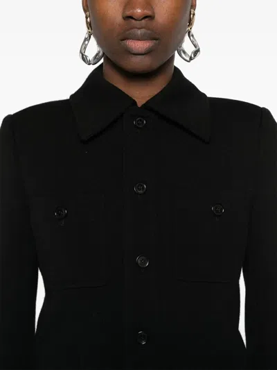 Saint Laurent Buttoned Jacket In Black