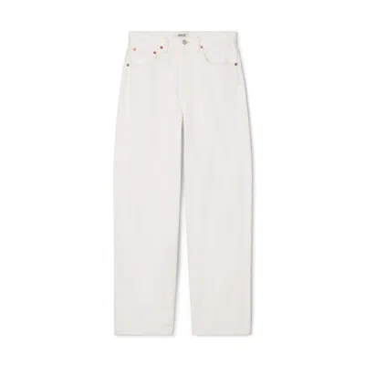 Agolde Arc High Rise Loose Wide Leg Jeans In Chalk White