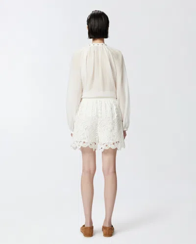 Pinko Elastic Waistband Macramé Lace Shorts In Snow White