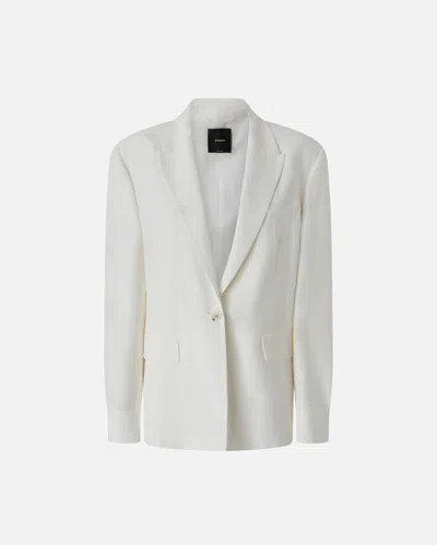 Pinko Tailored White Blazer With Single Button Closure In Snow White
