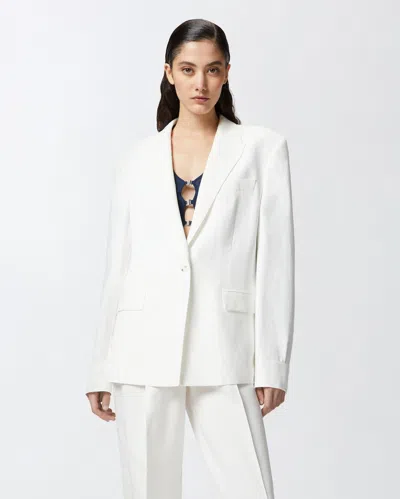 Pinko Tailored White Blazer With Single Button Closure In Snow White