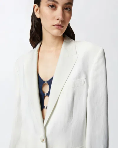 Pinko Tailored White Blazer With Single Button Closure In Snow White