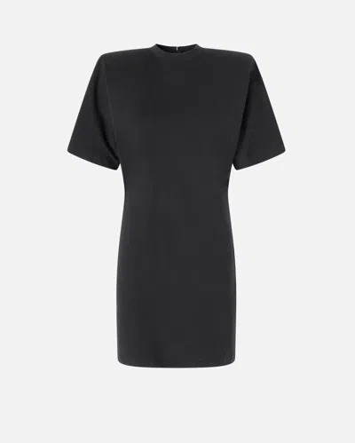 Pinko 'grady' Dress With Short Sleeves And Belted Waist In Limo Black