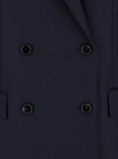 Theory Blue Double-breasted Jacket With Notched Revers In Viscose Woman In Blue