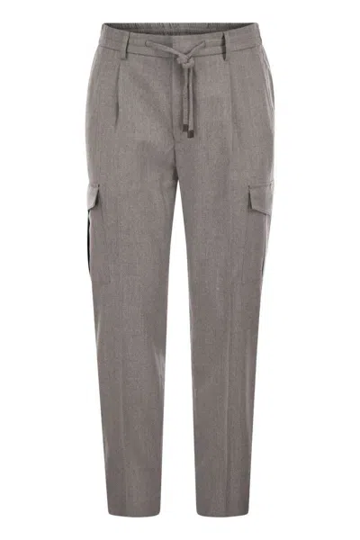 Peserico Jogger In Lightweight Stretch Cotton Canvas In Grey