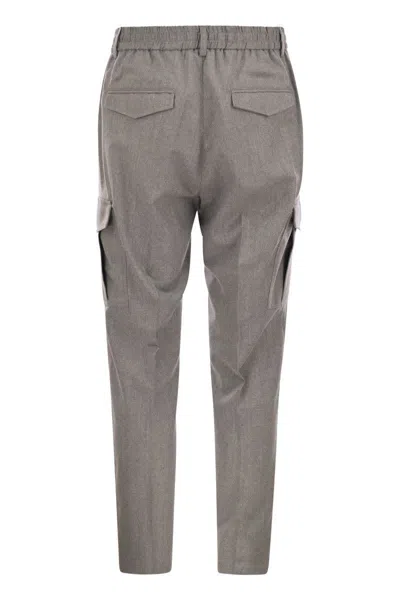 Peserico Jogger In Lightweight Stretch Cotton Canvas In Grey