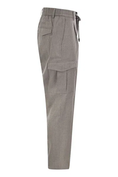 Peserico Jogger In Lightweight Stretch Cotton Canvas In Grey