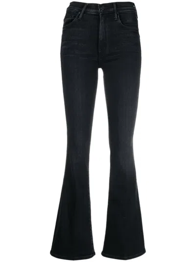 Mother Cropped Flared Denim Jeans In Blue