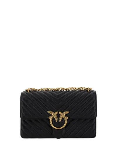 Pinko Love One Mini Matelassé Leather Shoulder Bag In Black