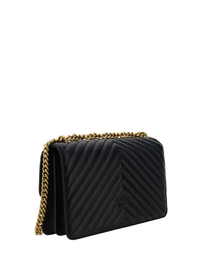 Pinko Love One Mini Matelassé Leather Shoulder Bag In Black