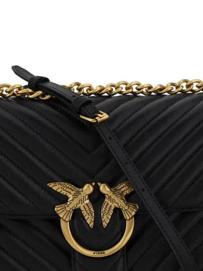 Pinko Love One Mini Matelassé Leather Shoulder Bag In Black