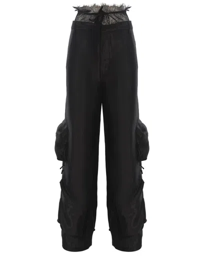 Rotate Birger Christensen Drawstring-waistband Wide-leg Trousers In Black