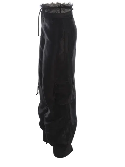 Rotate Birger Christensen Drawstring-waistband Wide-leg Trousers In Black