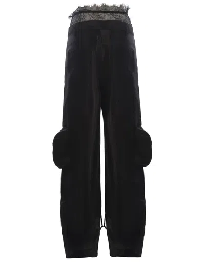 Rotate Birger Christensen Drawstring-waistband Wide-leg Trousers In Black