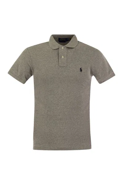 Polo Ralph Lauren Custom Slim Fit Mesh Polo In Grey