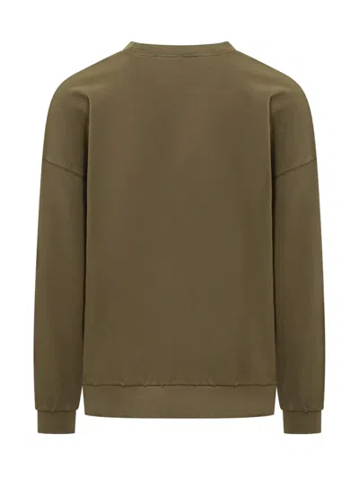 Palm Angels Monogram Crewneck Sweatshirt In Green
