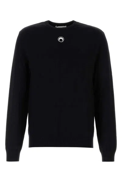 Marine Serre 'lune Logo' Crew Neck Sweater In Black