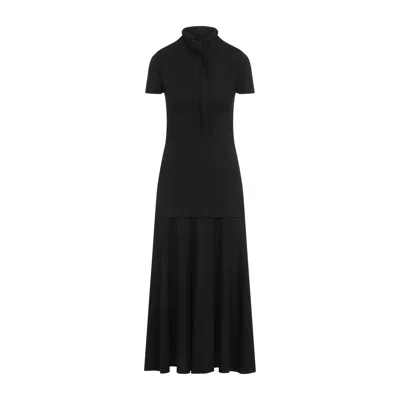 Jil Sander High-neck Viscose Midi Dress In Black
