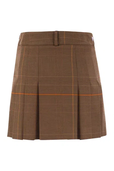 Dondup Prince Of Wales Mini Skirt In Brown