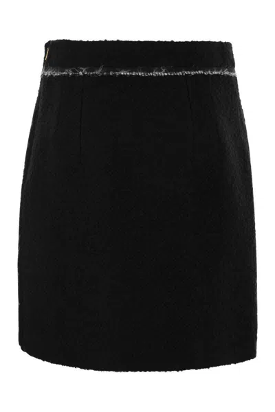 Fay Mini Bouclé Wool Short Skirt In Black