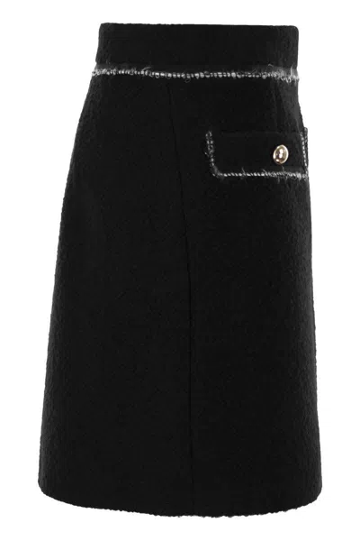 Fay Mini Bouclé Wool Short Skirt In Black