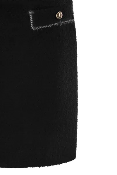 Fay Mini Bouclé Wool Short Skirt In Black