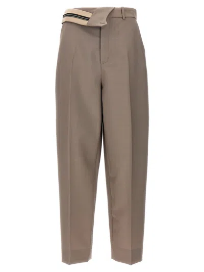 Fendi High-waisted Pleated Front Trousers With Side Pockets In Gray