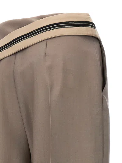 Fendi High-waisted Pleated Front Trousers With Side Pockets In Gray