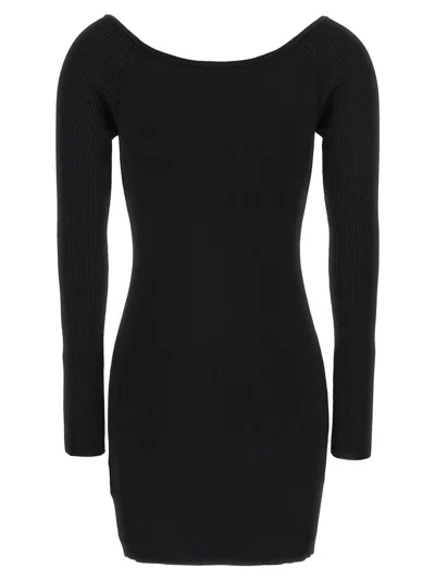 Diesel Black U Neck Dress With D-logo In Black