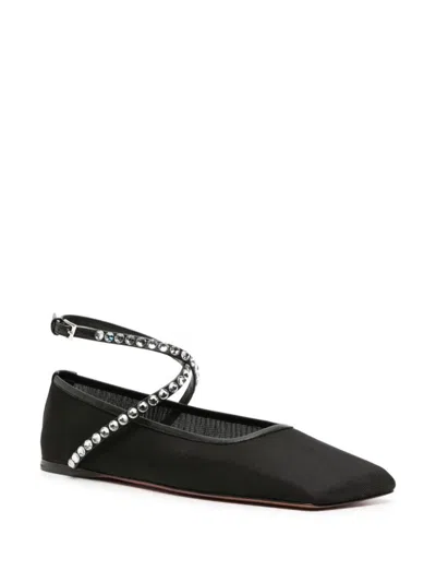 Shop Amina Muaddi Ane Ballet Flats In Black