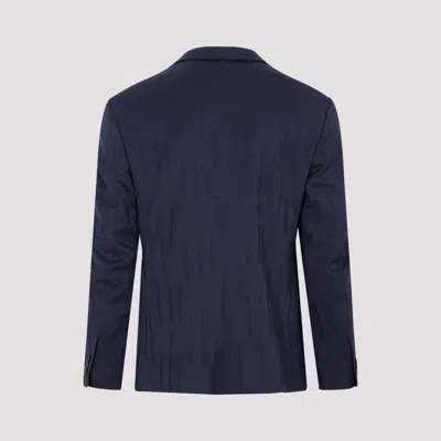 Off-white Wool Single-breasted Blazer In Blue