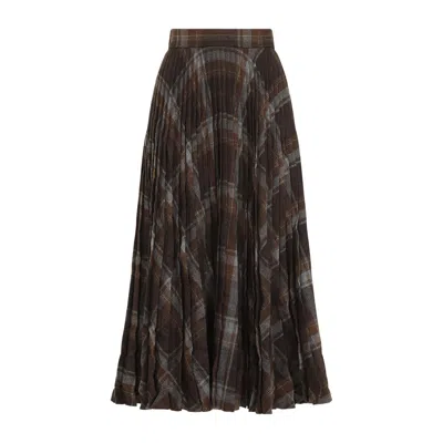 Balenciaga Pleated Skirt With Ruffled Effect In Brown