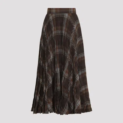Balenciaga Pleated Skirt With Ruffled Effect In Brown