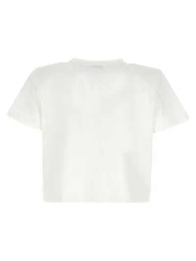 Magda Butrym Cropped Cotton T-shirt With Unique Front Embroidery In White