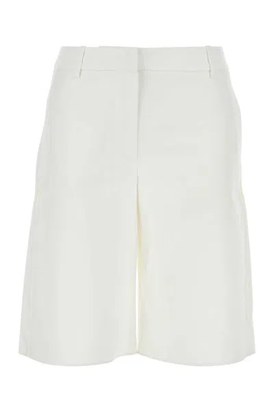 Valentino Garavani Women White Cotton Blend Shorts In White