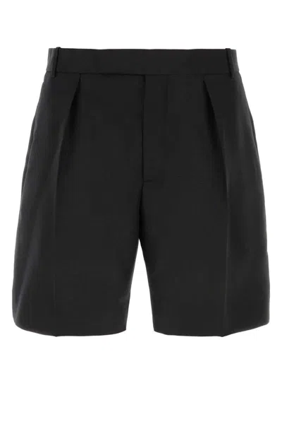 Alexander Mcqueen Men Black Wool Blend Bermuda Shorts In Black