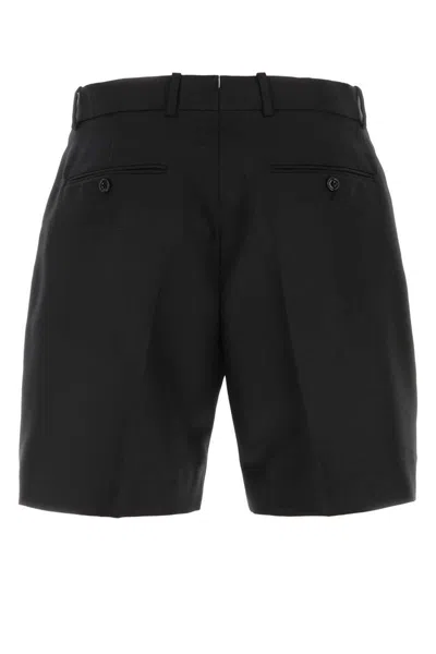 Alexander Mcqueen Men Black Wool Blend Bermuda Shorts In Black