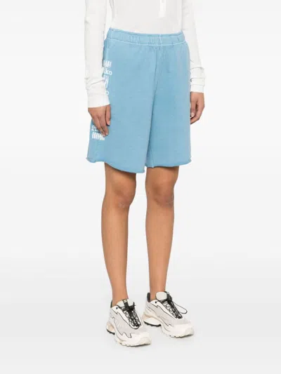 Pinko Light Blue Shorts With Elastic Waist And Logo Print On The Legs In Multicolor
