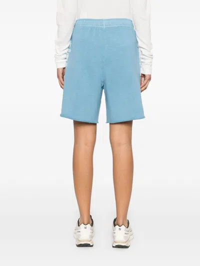 Pinko Light Blue Shorts With Elastic Waist And Logo Print On The Legs In Multicolor