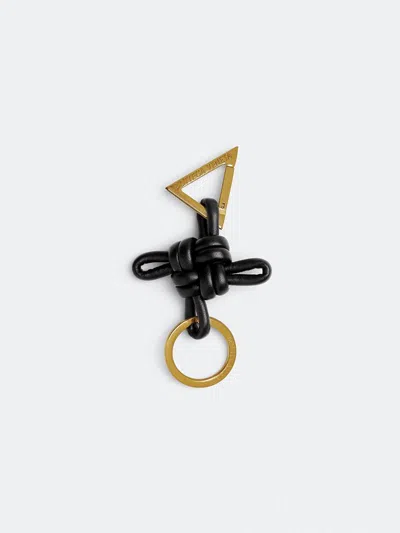 Bottega Veneta Triangle Key Holder Double Ring In Black